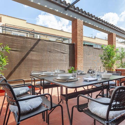 Savour drinks and tapas on the private terrace