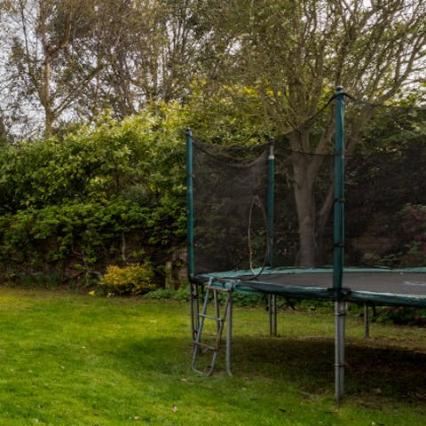 Watch the children have the time of their lives on the home's trampoline