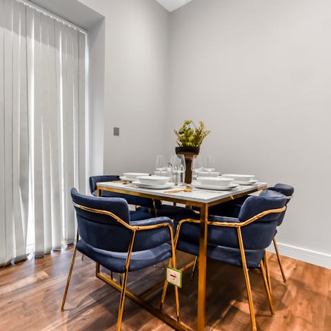 Share your hard work in the elegant dining room