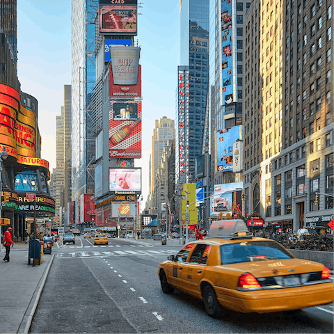 Stroll over to Times Square in fifteen minutes from this central spot 