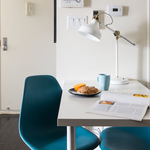 Read the paper while drinking your coffee at the dining table