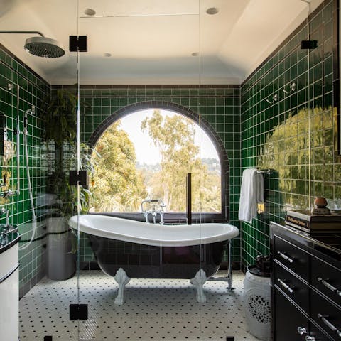 Soak in the roll top bath after a day spent hiking the local trails