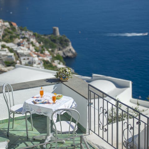 Sip your morning coffee overlooking the sparkling Mediterranean 