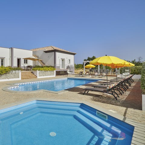 Claim one of the sun loungers and bask in the sun, cooling off with a dip in the pool
