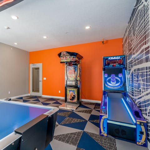 Play arcade games or air hockey in the communal lounge