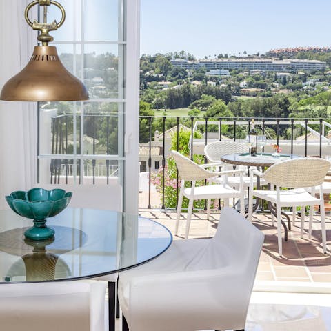 Make mealtimes exceptional by dining alfresco on the balcony 