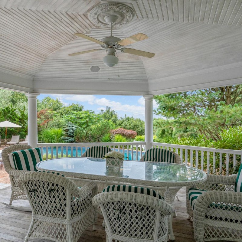 Shelter in style under the poolside gazebo