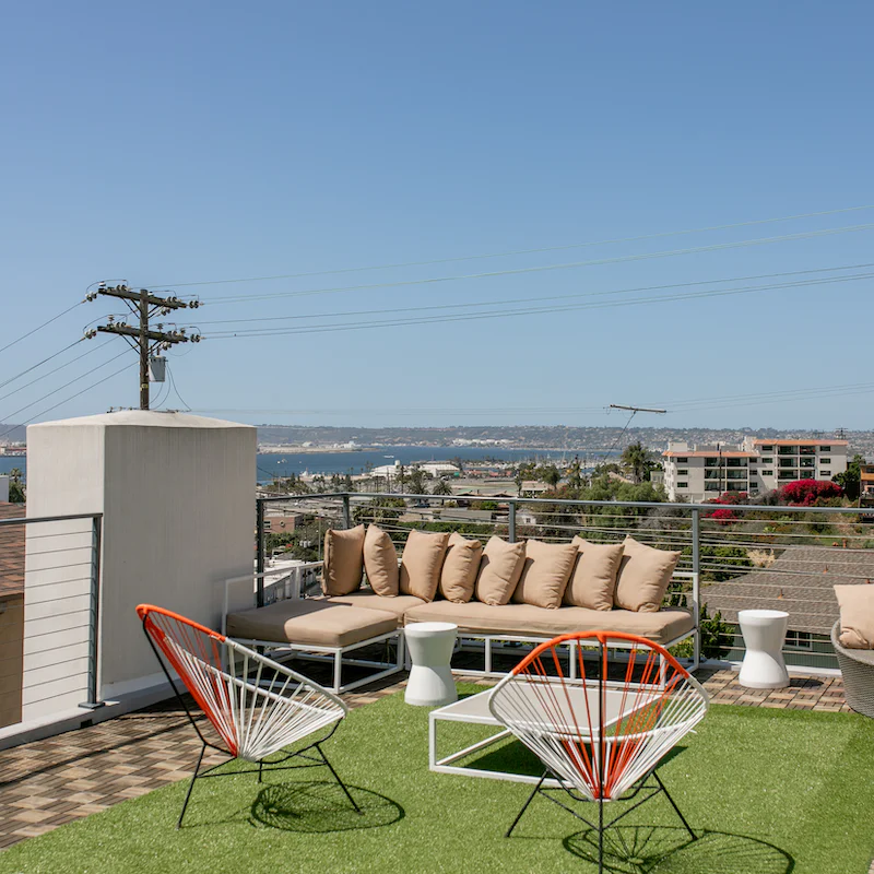 Take a perch on the rooftop terrace and gaze out over Downtown San Diego