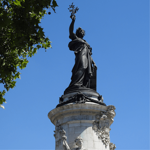 Explore Paris, including the Place de la République, a short stroll away