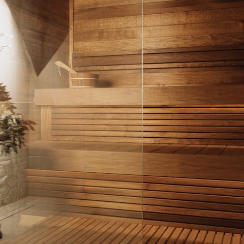 Immerse yourself in the healing heat of the sauna 