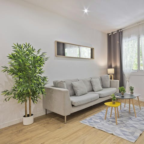 Unwind with a book and a coffee in the relaxing living space