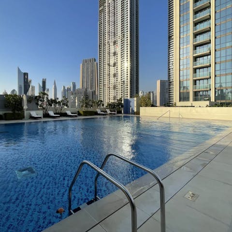 Refresh your senses with a morning swim in the communal outdoor pool