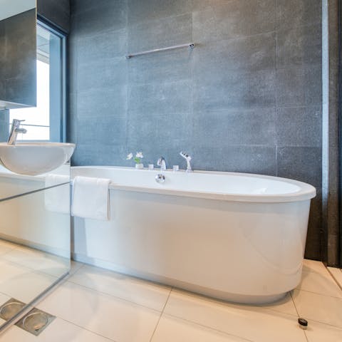 Have a long and lovely soak in the freestanding bath tub at the end of busy days