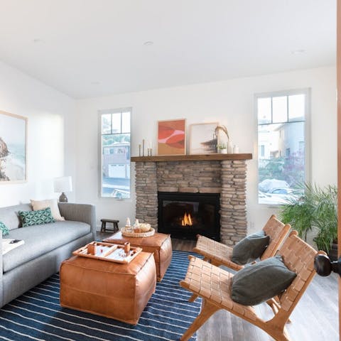 Cosy up in front of the open fire after a long day exploring