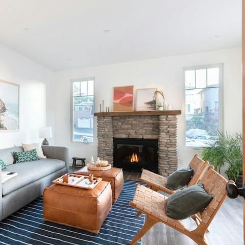 Cosy up in front of the open fire after a long day exploring