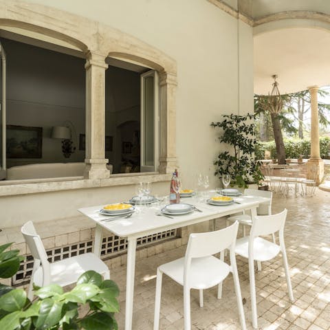 Set the table ready for an alfresco feast of Italian delicacies