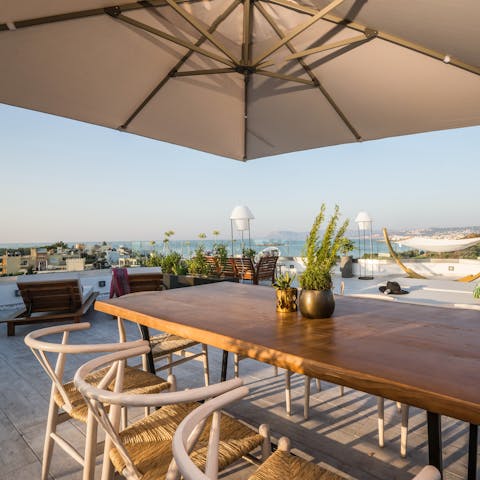 Light the barbecue and dine alfresco on the rooftop terrace