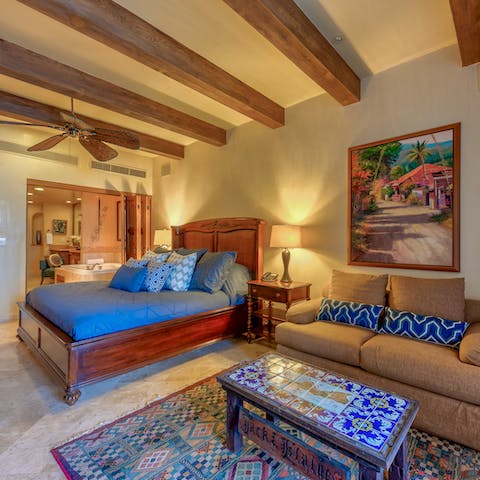 Retreat to the bedroom after a busy day enjoying Cabo San Lucas' colourful sights
