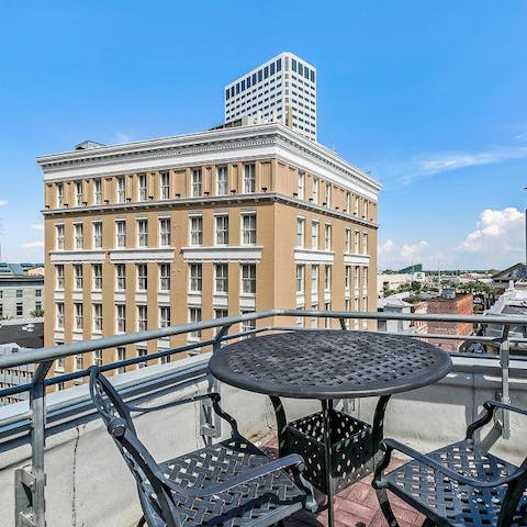 Soak up the views of New Orleans from the shared rooftop terrace