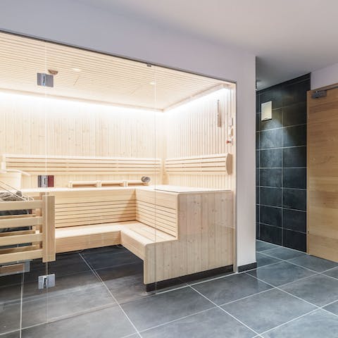 Enjoy a soothing sauna session after a long day of skiiing