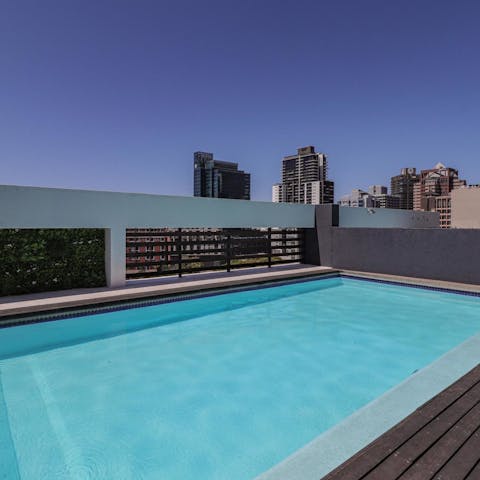 Spend hot afternoons chilling out by the communal pool