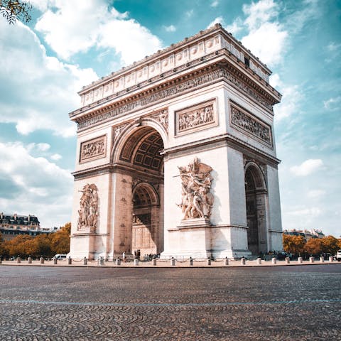 Visit Paris's iconic sights, including nearby L'Arc de Triomphe 