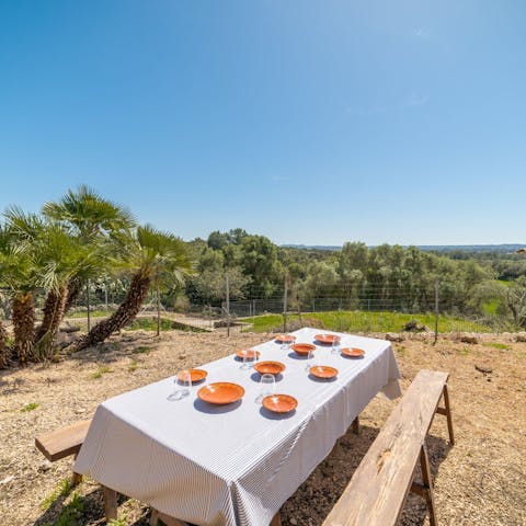 Get the family around the picnic table for a hearty dish of paella 