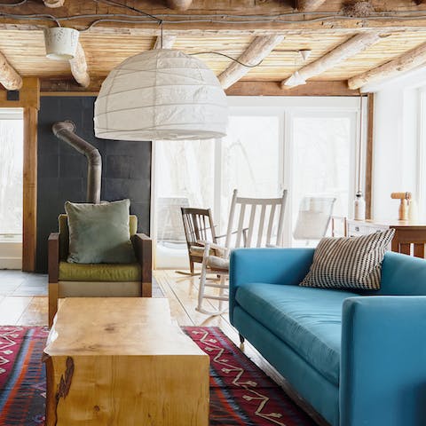 Keep cosy and warm under the low timber ceilings