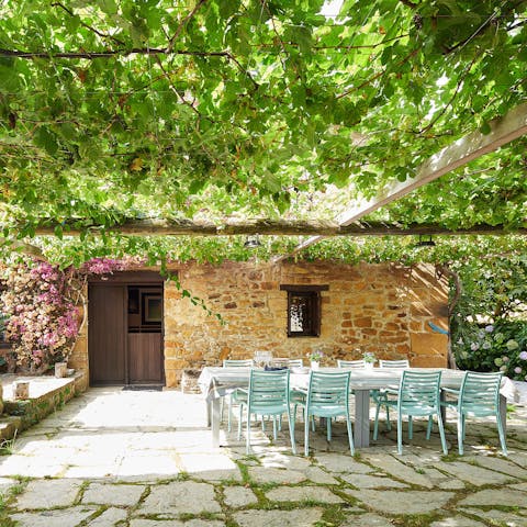 Gather on the terrace and dine amongst the scent of bougainvillaea 