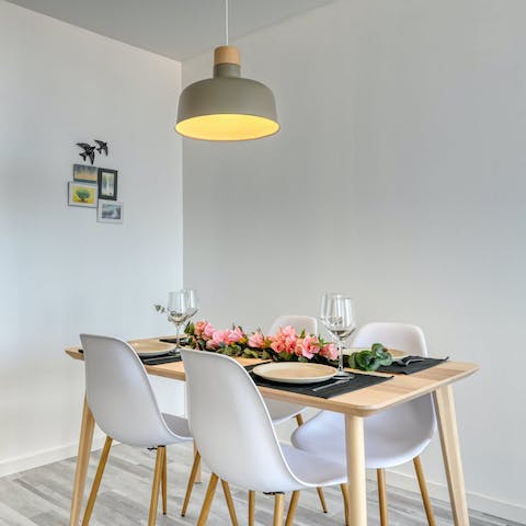 Enjoy a home-cooked meal with a glass of Madeira wine