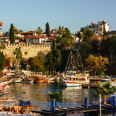 Explore Antalya's old town, Kaleiçi, it's a fifteen-minute walk away