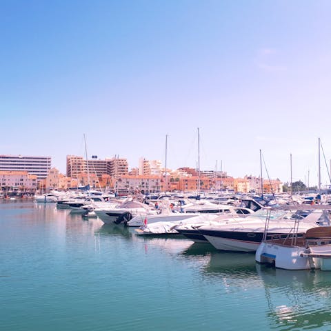 Explore the pretty marina at Vilamoura, stopping for seafood treats at one of the many restaurants