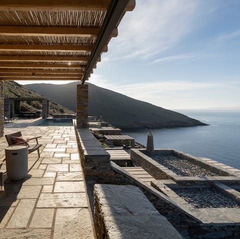 Sip your morning coffee on the terrace as the sun rises over the sea