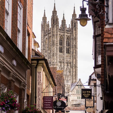 Walk the historic streets of Canterbury before exploring its cathedral