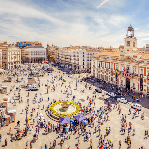 Stay in central Madrid, an eleven-minute walk from Plaza Mayor