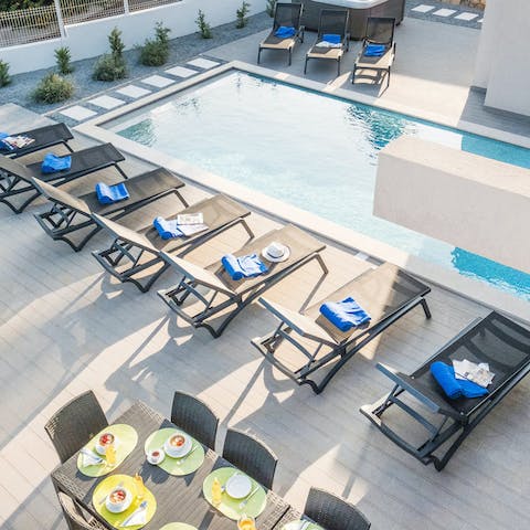 Spend days dipping in and out of the private swimming pool