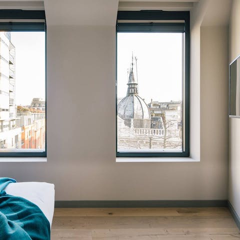 Admire the views over London's rooftops from the big windows
