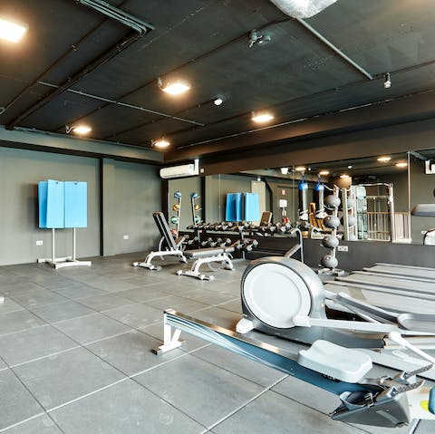 Head to the on-site gym for an early morning workout