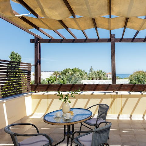 Sip your morning coffee on the balcony and enjoy the sea views