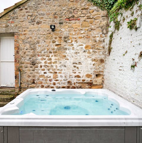 Relax in the hot tub after lunch at the local pub