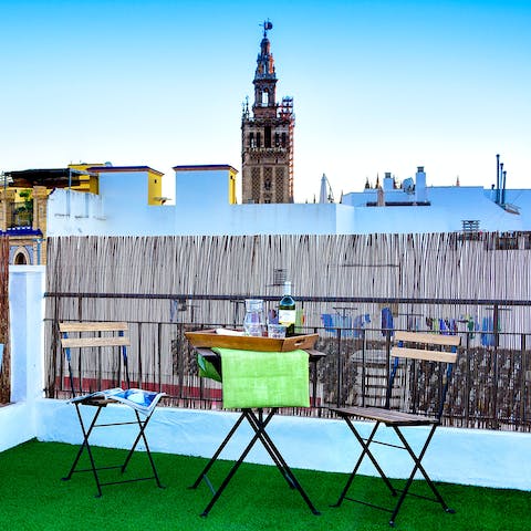Admire the Giralda as you tuck into dinner on the terrace 