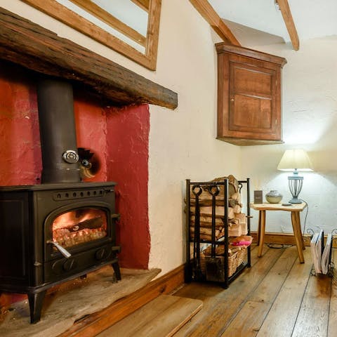 Unwind in front of the fire after trekking the Pembrokeshire Coastal Path
