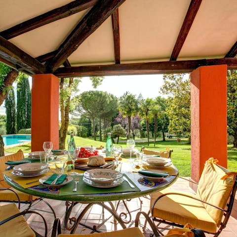 Enjoy alfresco breakfasts while overlooking the private parkland