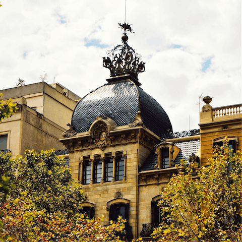 Walk over to Passeig de Gràcia in five minutes for eye-catching architecture and high-end boutiques