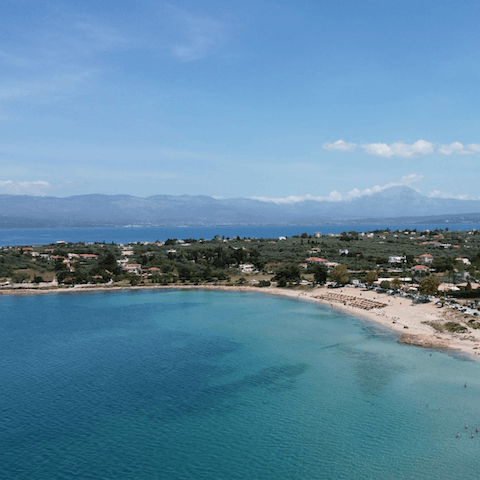 Drive down to the beautiful Alykes beach where bars and water sports make it perfect for a family day out