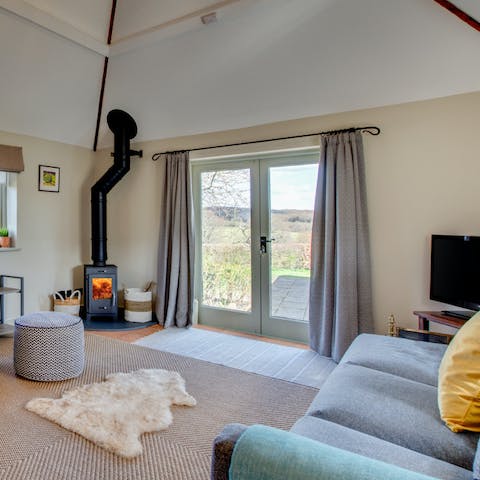 Spend chilly evenings warming your toes by the wood-burning stove
