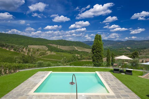 Swim in the private pool as the Tuscan sun warms your skin