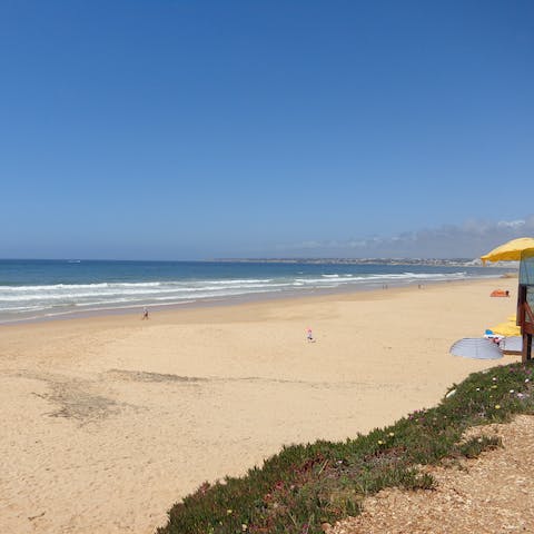 Go for a morning stroll along Praia da Galé, just 2km from home