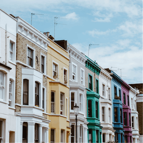 Walk just seven minutes to the colourful romance of Notting Hill
