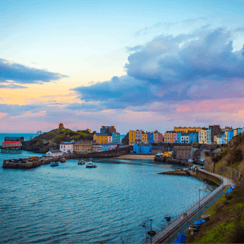Stroll a few minutes to Tenby's historic centre and the beach